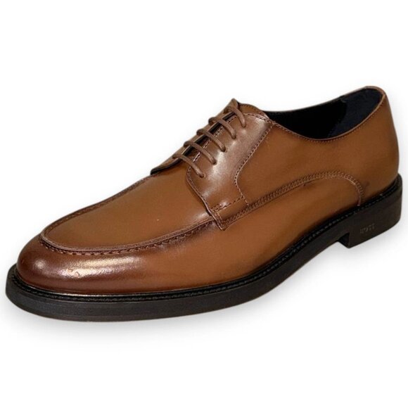 BOSS Larry-L Men's Brown Leather Derby Shoes US 9 (UK 8 EU 42) MSRP $250 - Picture 1 of 4